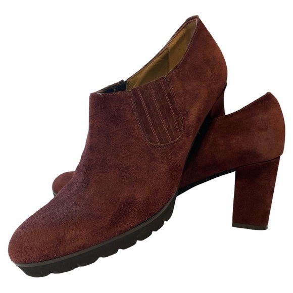 Anyi Lu Italian Suede Burgundy Booties with 3 Inch Heel EU Size 40.5 - Picture 4 of 11